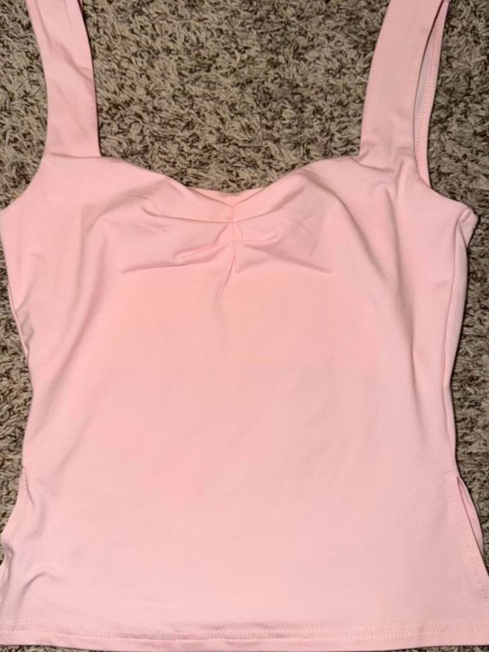 Light Pink Twist Front Tank Top Square Neck Sleeveless Cami